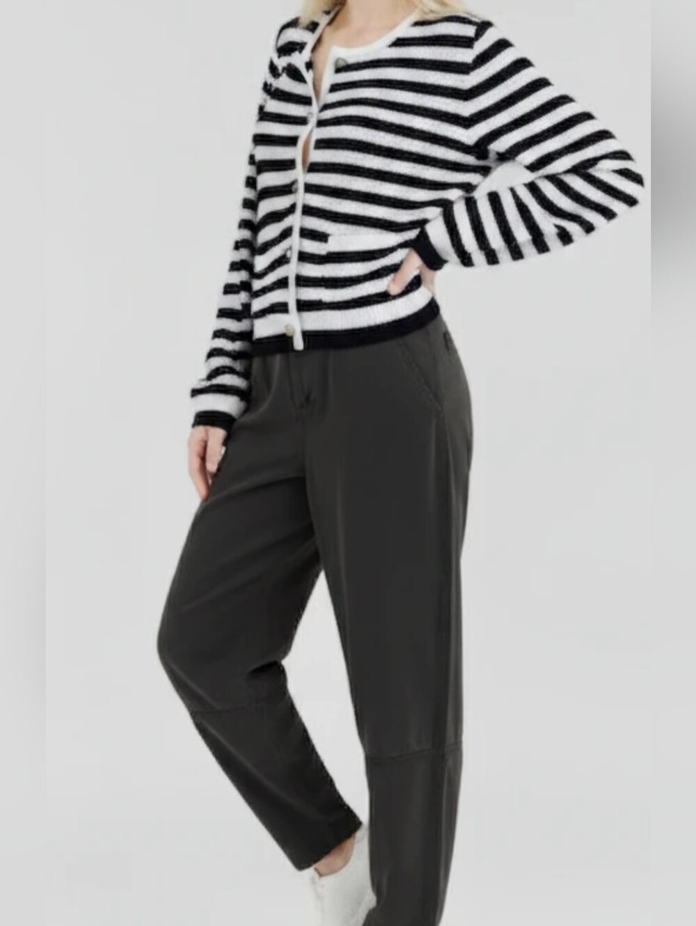Lillusory Striped Button Up Chic Sweater